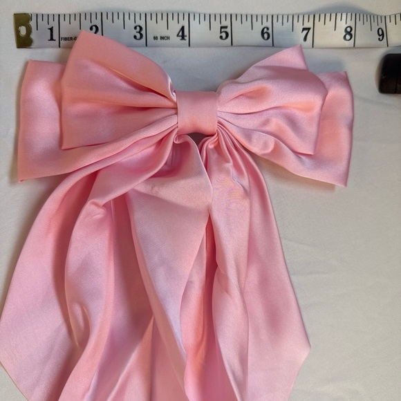 Chic Light Pink Satin Bow Hair Barrette - Picture 2 of 7